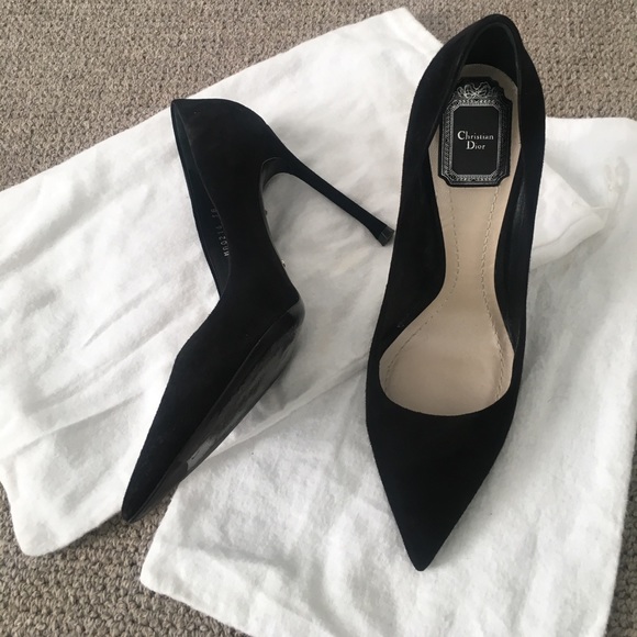 🖤CHRISTIAN DIOR BLK SUEDE POINTED-TOE HEEL PUMPS - Picture 5 of 8